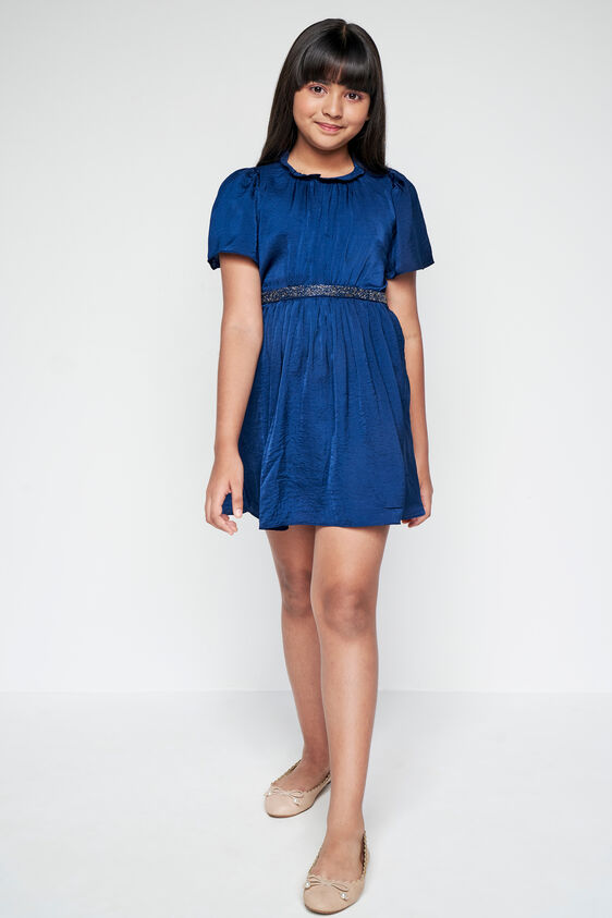 Stargazing Solid Flared Dress, Navy Blue, image 2